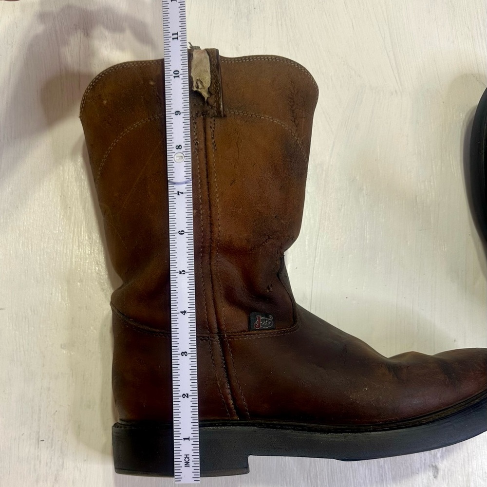 Justin Roper Boots Mens 9D Brown Leather Work Style 4760 USA Oil Resistant - Picture 15 of 16